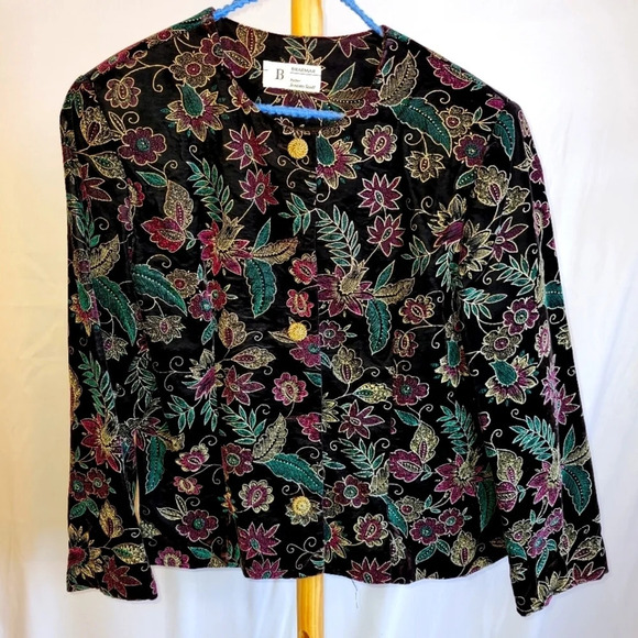 Vintage Braemar by Jeremy Scott Paisley  Velvet Jacket Size 12 - Picture 2 of 11
